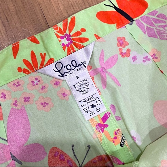 Vintage Lily Pulitzer Green Pink Lavender Butterfly Print Capri Pants - Picture 3 of 3